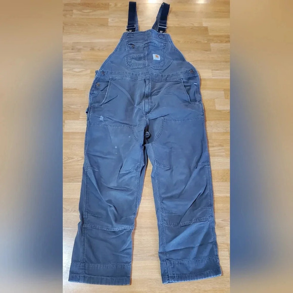 Carhartt RUGGED FLEX® RELAXED FIT CANVAS BIB OVERALL 40x30‎ Gravel